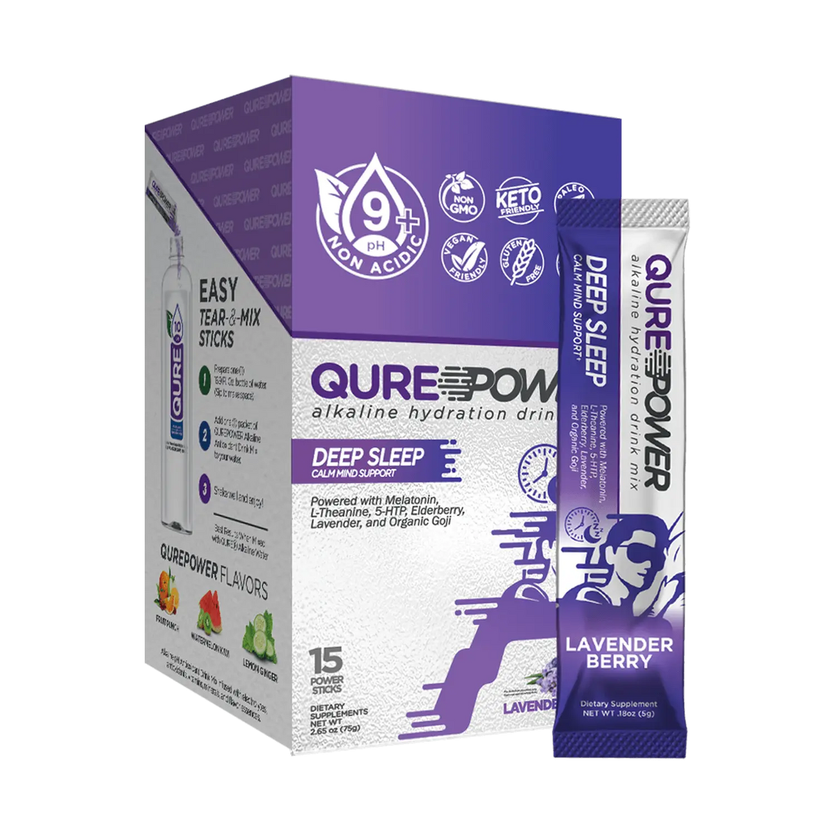 QURE Power Lavender Berry Sleep Support Stick Pack (15 Count) QureWellness