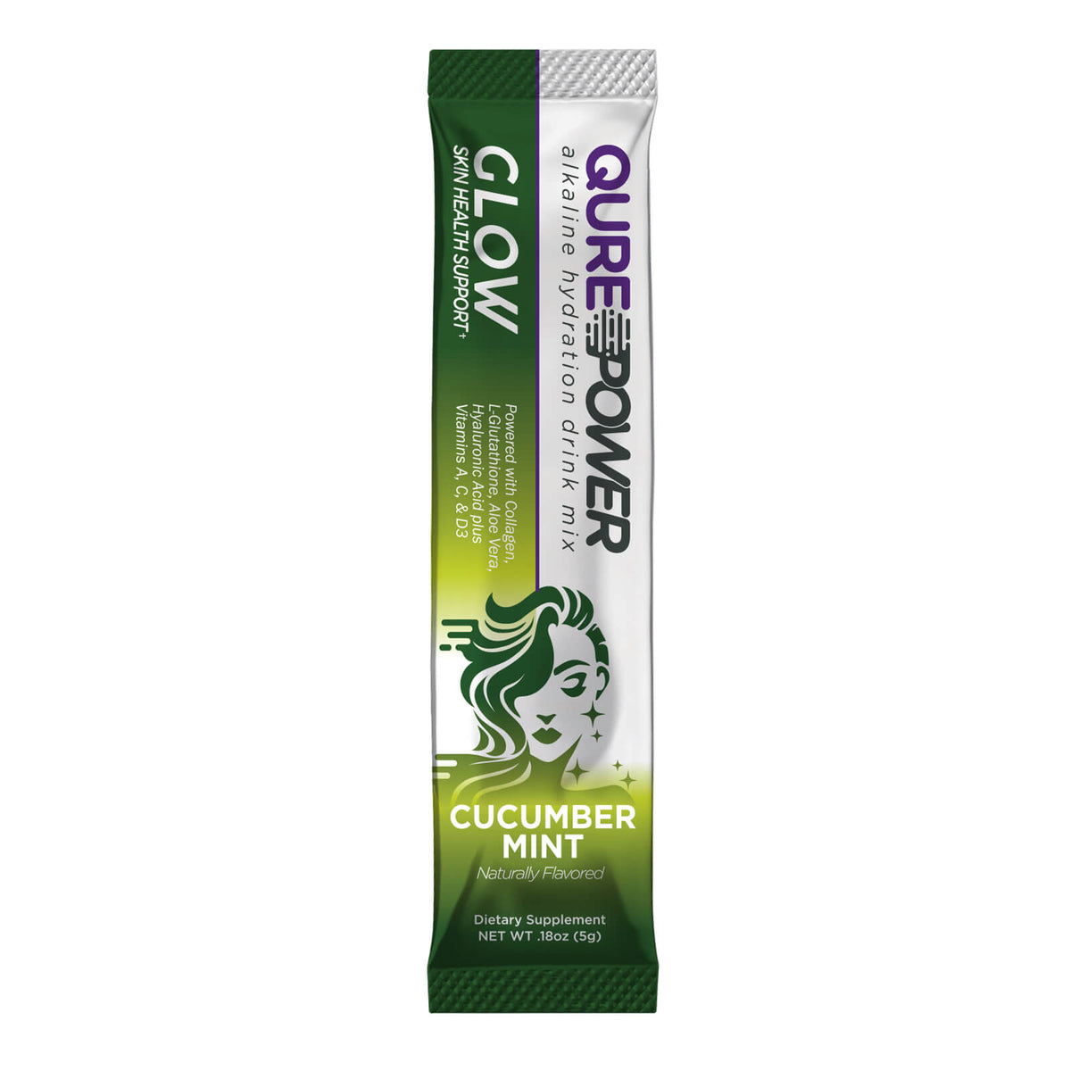 QURE Power Skin Glow Support Cucumber Mint Stick Pack (15 Count) QureWellness