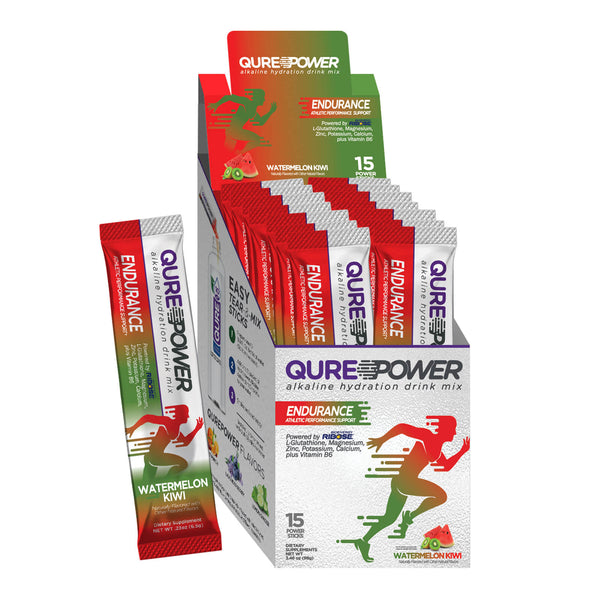 QURE Power Watermelon Kiwi Endurance Support Stick Pack (15 Count) Qure Wellness