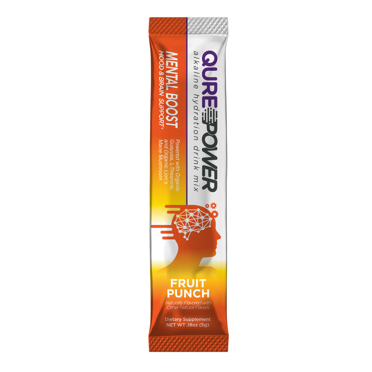 QURE Power Fruit Punch Mental Boost Stick Pack (15 Count) Qure Wellness